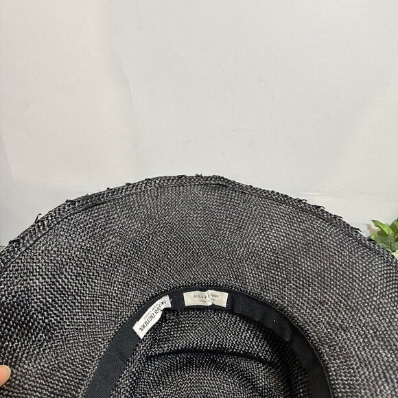 VINTAGE Henri Bendel Wide Brim Black Straw Church Sun Hat ITALY main image 5
